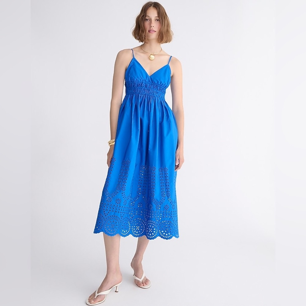 J Crew V-neck smocked-waist dress in cotton poplin
Item BR450